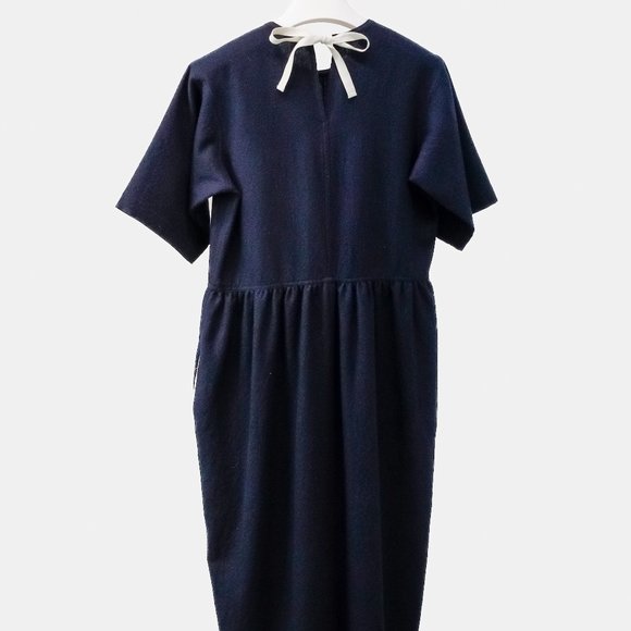 Sofie D’Hoore Gathered Neck Navy Wool Maxi Dress - Picture 2 of 11
